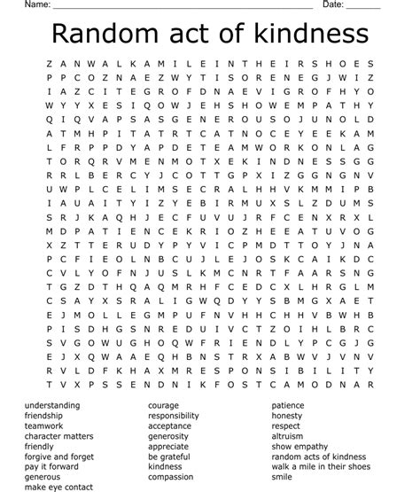 random acts of kindness word search
